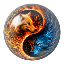 Cabochon en Verre Illustré Yin Yang Loups de Feu et d'Eau 12 à 25mm pour la Création de Bijoux Fantaisie - DIY