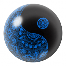 Cabochon en Verre Illustré Yin Yang Mandala Floral Bleu 12 à 25mm pour la Création de Bijoux Fantaisie - DIY