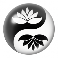 Cabochon en Verre Illustré Yin Yang Deux Lotus Noir et Blanc 12 à 25mm pour la Création de Bijoux Fantaisie - DIY