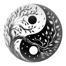 Cabochon en Verre Illustré Yin Yang Arbre de Vie Noir et Blanc 12 à 25mm pour la Création de Bijoux Fantaisie - DIY