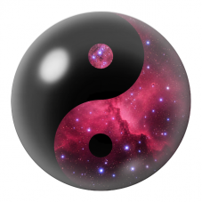 Cabochon en Verre Illustré Yin Yang Nébuleuse Rose 12 à 25mm pour la Création de Bijoux Fantaisie - DIY