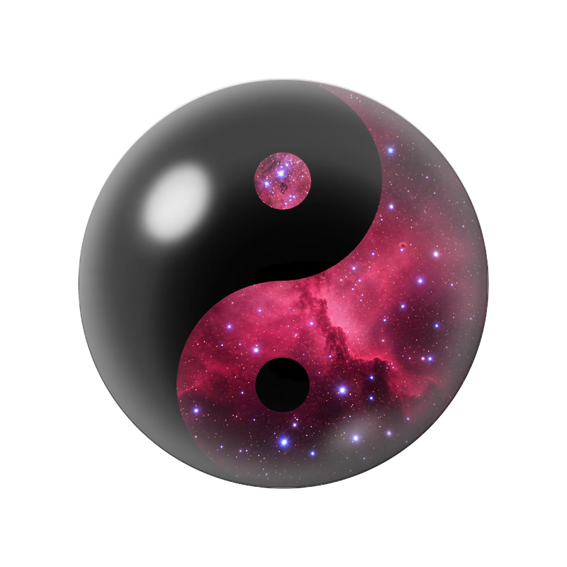 Cabochon en Verre Illustré Yin Yang Nébuleuse Rose 12 à 25mm