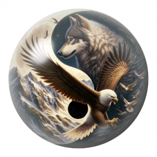 Cabochon en Verre Illustré Yin Yang Loup et Aigle des Montagnes 12 à 25mm pour la Création de Bijoux Fantaisie - DIY