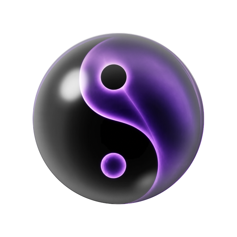 Cabochon en Verre Illustré Yin Yang Yin Yang Violet Lumineux 12 à 25mm