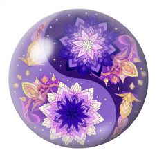 Cabochon en Verre Illustré Yin Yang Mandalas Violets sous les Étoiles 12 à 25mm pour la Création de Bijoux Fantaisie - DIY