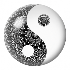 Cabochon en Verre Illustré Yin Yang Mandala Noir et Blanc 12 à 25mm pour la Création de Bijoux Fantaisie - DIY