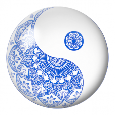 Cabochon en Verre Illustré Yin Yang Mandala Bleu Porcelaine 12 à 25mm pour la Création de Bijoux Fantaisie - DIY