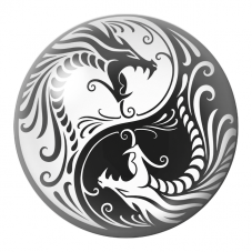 Cabochon en Verre Illustré Yin Yang Deux Dragons Noir et Blanc 12 à 25mm pour la Création de Bijoux Fantaisie - DIY