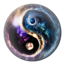 Cabochon en Verre Illustré Yin Yang Galaxies Bleue et Violette 12 à 25mm pour la Création de Bijoux Fantaisie - DIY