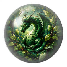 Cabochon en Verre Illustré Dragon Vert de la Forêt 12 à 25mm pour la Création de Bijoux Fantaisie - DIY