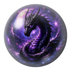 Cabochon en Verre Illustré Dragon Cosmique Violet 12 à 25mm pour la Création de Bijoux Fantaisie - DIY