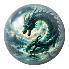 Cabochon en Verre Illustré Dragon des Vagues Turquoise 12 à 25mm pour la Création de Bijoux Fantaisie - DIY