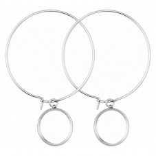 1 Paire de Supports Boucles d'Oreilles Créoles Argentées pour Cabochon 14mm pour la Création de Bijoux Fantaisie - DIY