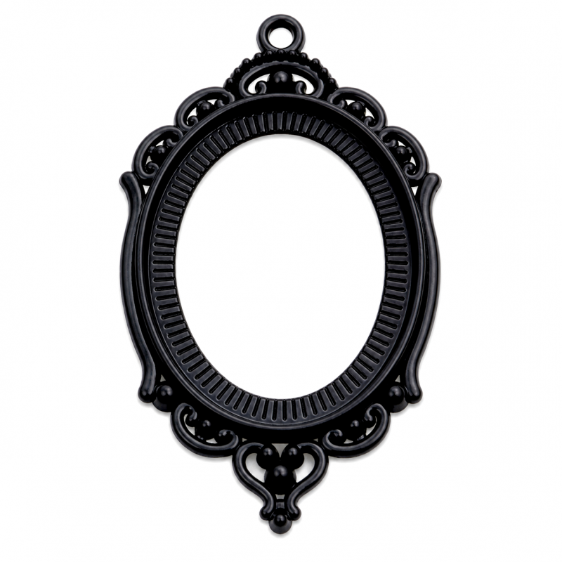 Support Pendentif Noir sans Dos pour Cabochon Ovale 30x40mm