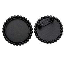 Support Broche Noir Perlé pour Cabochon 25mm pour la Création de Bijoux Fantaisie - DIY