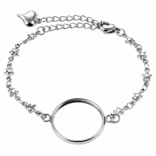 Support Bracelet Argenté Étoiles en Acier Inoxydable pour Cabochon 20mm pour la Création de Bijoux Fantaisie - DIY