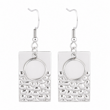 1 Paire de Supports Boucles d'Oreilles Rectangulaires en Acier Inoxydable Argenté pour Cabochon 10mm pour la Création de Bijoux