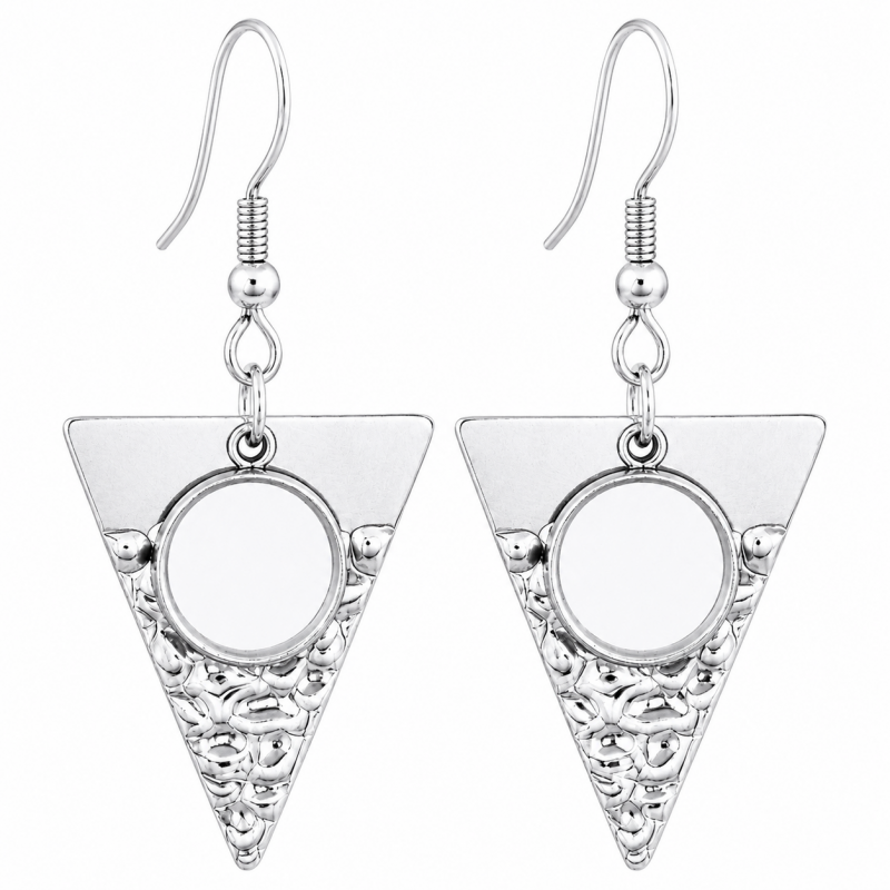 1 Paire de Supports Boucles d'Oreilles Graphiques en Acier Inoxydable Argenté pour Cabochon 10mm