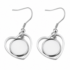 1 Paire de Supports Boucles d'Oreilles Cœurs en Acier Inoxydable Argenté pour Cabochon 12mm pour la Création de Bijoux Fantaisie