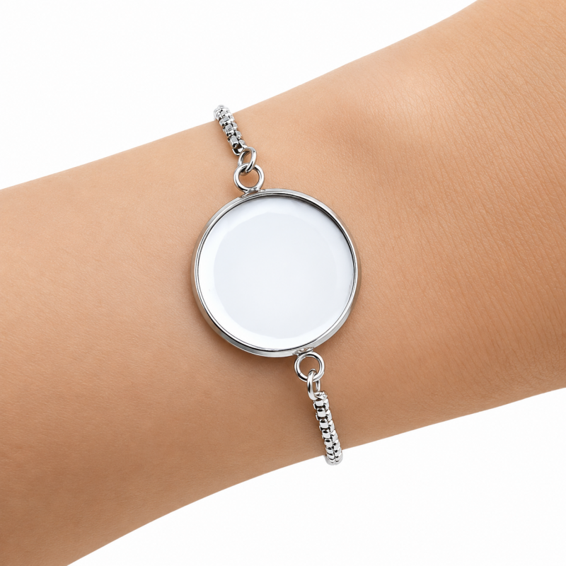 Support Bracelet Argenté en Acier Inoxydable pour Cabochon 20mm