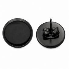 1 Paire de Supports Boucles d'Oreilles Puces Noir en Acier Inoxydable pour Cabochon 10mm pour la Création de Bijoux Fantaisie -