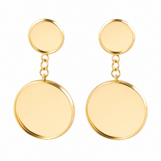 1 Paire de Support Boucle d'Oreille Puce Doré en Acier Inoxydable pour Cabochon 12 et 20mm