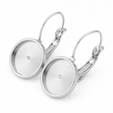 1 Paire de Supports Boucles d'Oreilles Dormeuses Argenté en Acier Inoxydable pour Cabochon 12mm pour la Création de Bijoux Fanta
