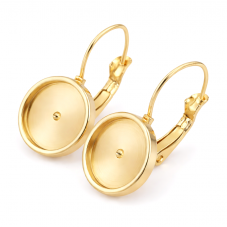 1 Paire de Supports Boucles d'Oreilles Dormeuses Doré en Acier Inoxydable pour Cabochon 12mm pour la Création de Bijoux Fantaisi