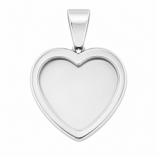Support Pendentif Cœur Argenté en Acier Inoxydable pour Cabochon 12mm pour la Création de Bijoux Fantaisie - DIY