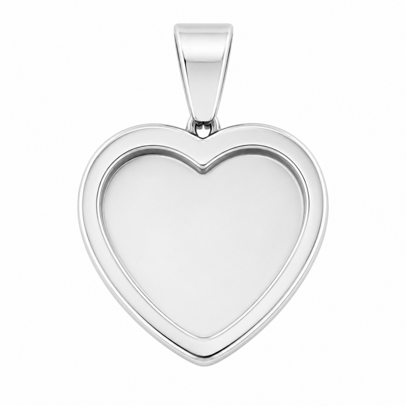 Support Pendentif Cœur Argenté en Acier Inoxydable pour Cabochon 12mm