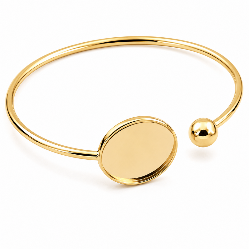 Support Bracelet Doré en Acier Inoxydable pour Cabochon 20mm