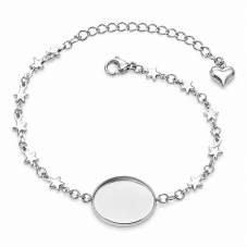 Support Bracelet Argenté Étoiles en Acier inoxydable pour Cabochon 18mm pour la Création de Bijoux Fantaisie - DIY