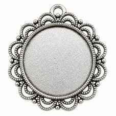 Support Pendentif Argenté Liseret pour Cabochon 25mm pour la Création de Bijoux Fantaisie - DIY