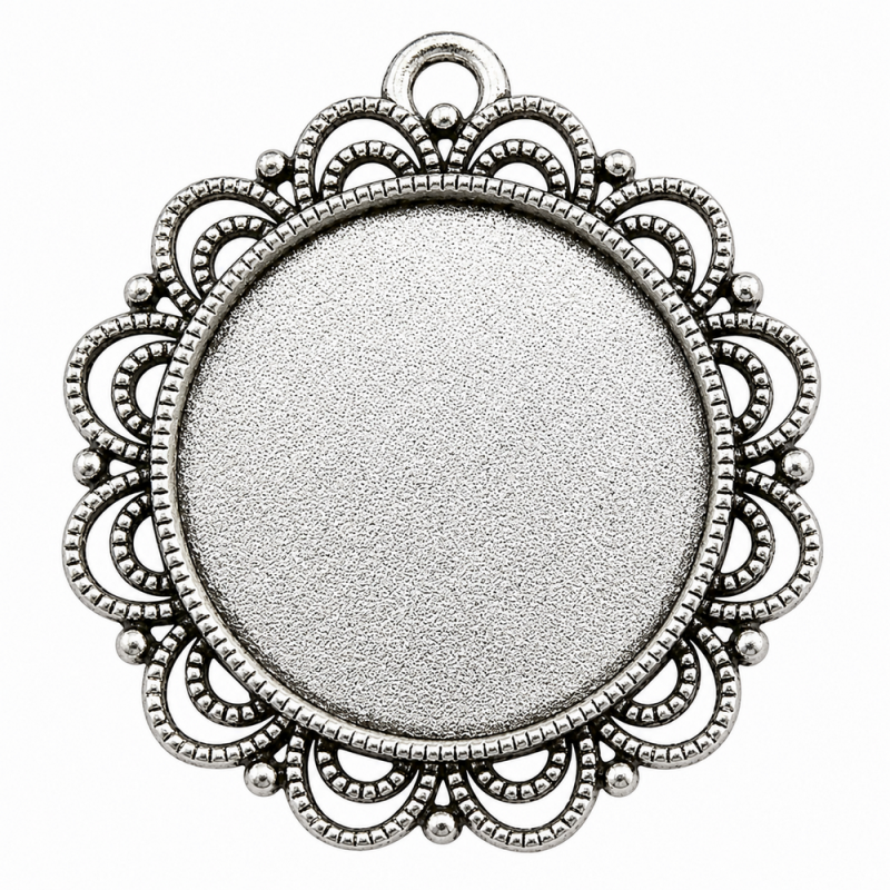 Support Pendentif Argenté Liseret pour Cabochon 25mm