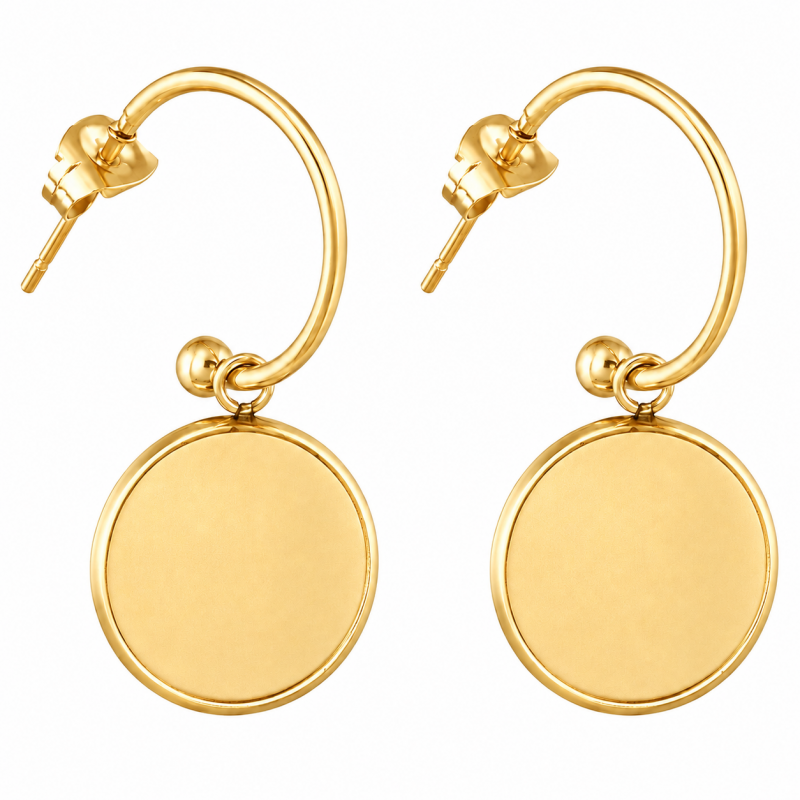 1 Paire de Supports Boucles d'Oreilles en Acier Inoxydable Doré pour Cabochon 12mm