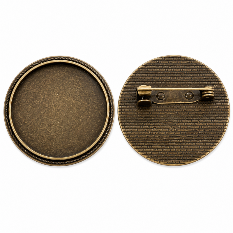 Support Broche Bronze pour Cabochon 30mm