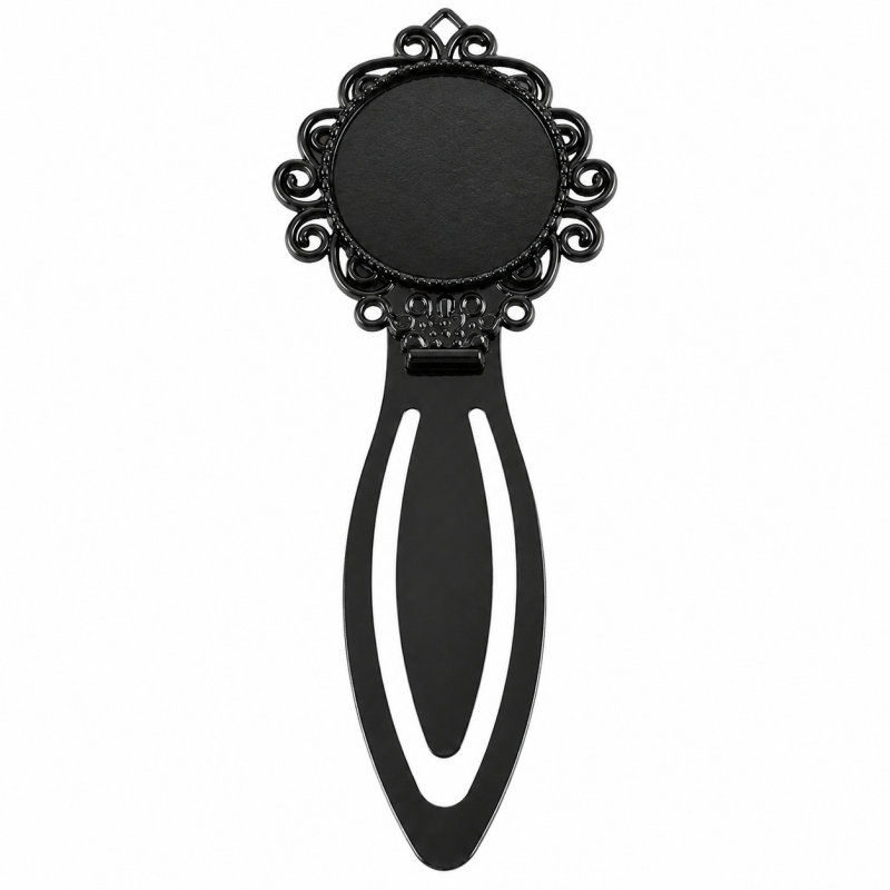 Support en Métal Marque-Page Signet Noir pour Cabochon 20mm