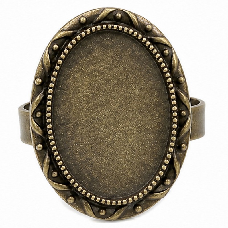 Support Bague Ajustable Bronze pour Cabochon 18x25mm