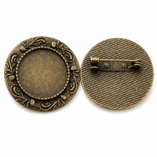 Support Broche Bronze Ornementé pour Cabochon 20mm pour la Création de Bijoux Fantaisie - DIY