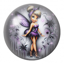 Cabochon en Verre Illustré Fée Violette aux Ailes Arabesques 12 à 25mm pour la Création de Bijoux Fantaisie - DIY