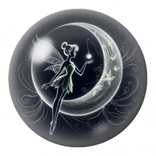 Cabochon en Verre Illustré Fée de Lune à l’Orbe Lumineux 12 à 25mm pour la Création de Bijoux Fantaisie - DIY