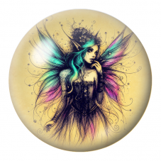 Cabochon en Verre Illustré Fée aux Ailes Multicolores 12 à 25mm pour la Création de Bijoux Fantaisie - DIY