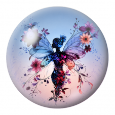 Cabochon en Verre Illustré Fée Florale Bleue et Rose 12 à 25mm pour la Création de Bijoux Fantaisie - DIY