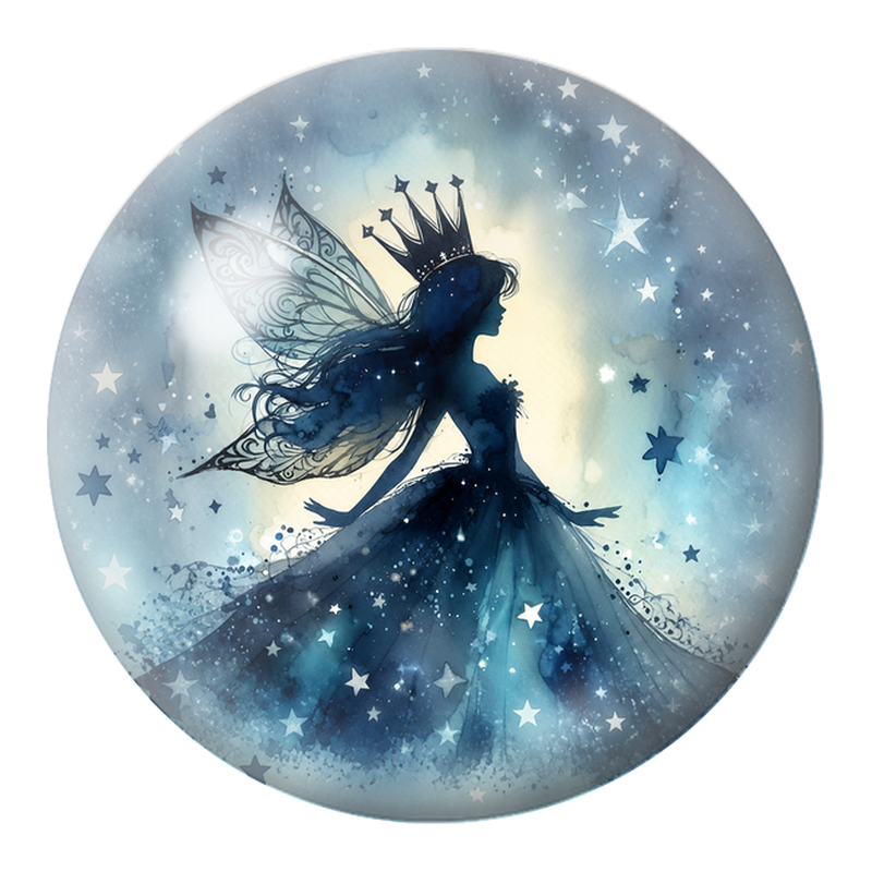 Cabochon en Verre Illustré Reine des Fées sous les Étoiles 12 à 25mm