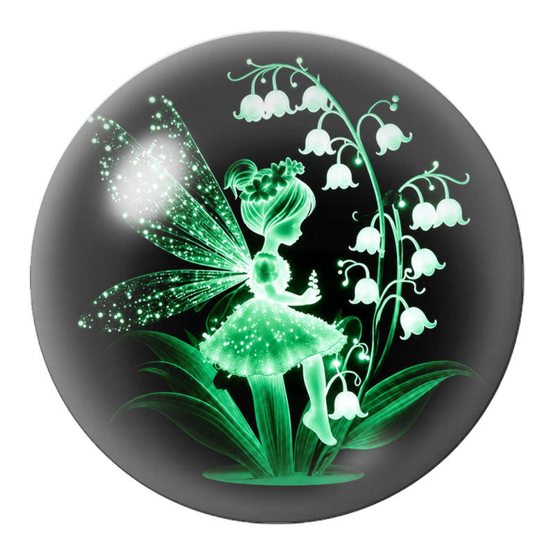 Cabochon en Verre Illustré Fée Lumineuse au Muguet 12 à 25mm