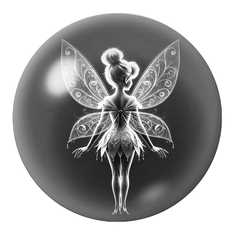 Cabochon en Verre Illustré Fée Blanche vue de Dos 12 à 25mm