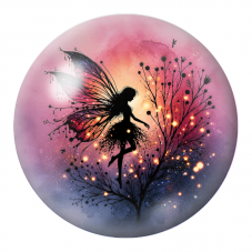 Cabochon en Verre Illustré Fée Rose dans l’Arbre Lumineux 12 à 25mm pour la Création de Bijoux Fantaisie - DIY