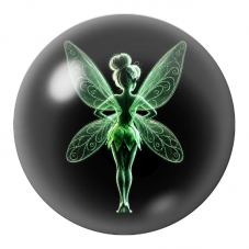 Cabochon en Verre Illustré Fée Verte aux Ailes de Cristal 12 à 25mm pour la Création de Bijoux Fantaisie - DIY