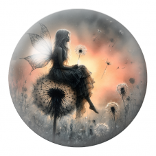 Cabochon en Verre Illustré Fée au Pissenlit dans le Crépuscule 12 à 25mm pour la Création de Bijoux Fantaisie - DIY