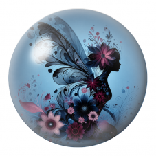 Cabochon en Verre Illustré Fée Florale Rose et Bleue 12 à 25mm pour la Création de Bijoux Fantaisie - DIY